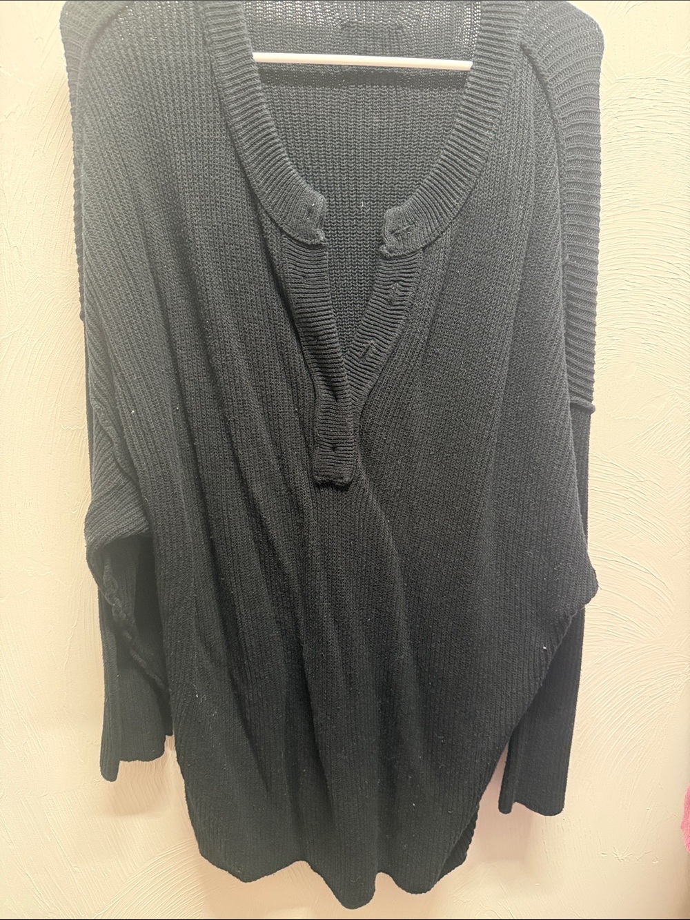 Black V-Neck Knit Sweater